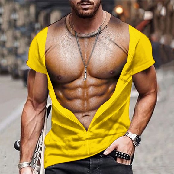 Njoeus Men's Athletic Shirts & Tees Short Sleeve Tops Unisex Fashion Muscle Print T-Shirts Funny Graphic Pattern Crewneck Short Sleeve Tees for Mens Womens Big & Tall S-5Xl Men's Tank Tops