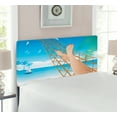 thumbnail image 2 of Beach Headboard, Legs of the Lady Laying in the Hammock Toward the Ocean in Hawaiian Tropical, Upholstered Decorative Metal Bed Headboard with Memory Foam, Twin Size, Cream and Blue, by Ambesonne, 2 of 4