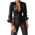 thumbnail image 1 of DPTALR Blouse Classique pour Femmes Couleur Unie Boutons Slim Col à Revers Manches Longues Tunique, 1 of 3