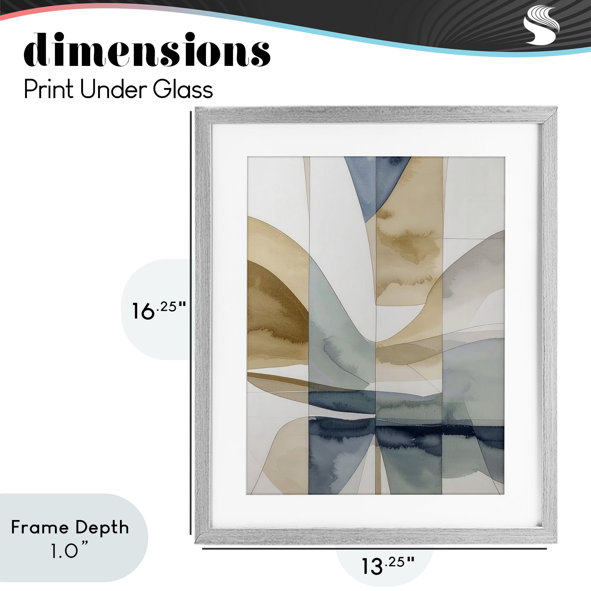 Stupell Industries Geographic Fluid Abstraction Gray Framed Print Under Glass, design by Alonza Saunders