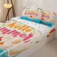 thumbnail image 3 of jejeloiu Cute Hello Summer Zipper Twin Comforter Sets with Fitted Sheet and 2 Pillowcases For Girls,Beach Starfish Print Zipper Bedding Set,Blue Beige,Polkadot Reversible,4-Piece, 3 of 7