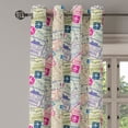 thumbnail image 2 of Ambesonne Airplane Grommet Curtain, Passport Stamps Cities, 50" x 96", Eggshell and Pink, 2 of 6