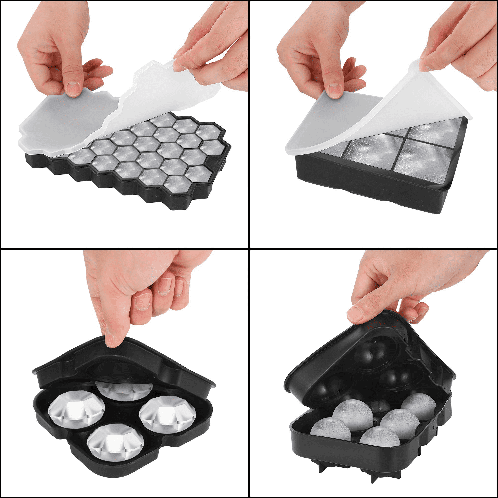 Silicone Ice Cube Tray with Lid container & scoop, Flexible & BPA Free  Silicone Mold Making 32Pcs x0.4 Oz Small Square Ice Cubes for Chingling