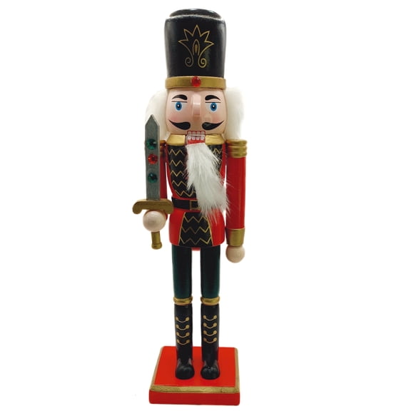 Wizardi Classic Wooden Festive Decoration - Christmas Nutcracker The Swordsman F07M14-38-N01724A