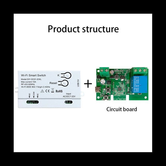 Interruptor Inteligente WiFi DIY Temporizador 1CH 7-32V RF433 2.4G WiFi Smartlife MóDulo de AutomatizacióN del Hogar para Alexa Google Home