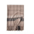 thumbnail image 2 of Prolriy Scarf for Women Autumn and Winter Colorful Plaid Shawl Thickening Warm Fringe Scarf Womens Scarf Khaki, 2 of 8