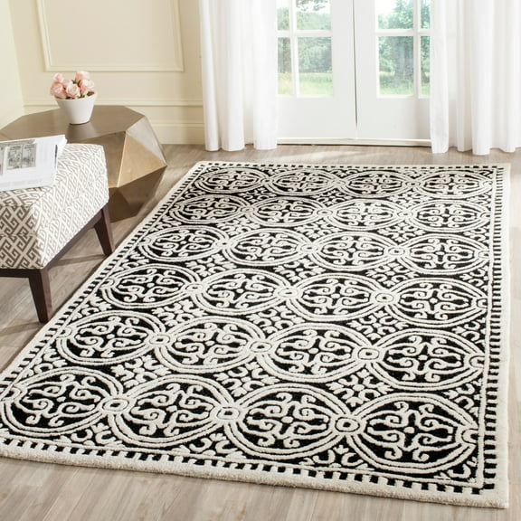 SAFAVIEH Cambridge Leslie Geometric Wool Area Rug, Black/Ivory, 11' x 15'