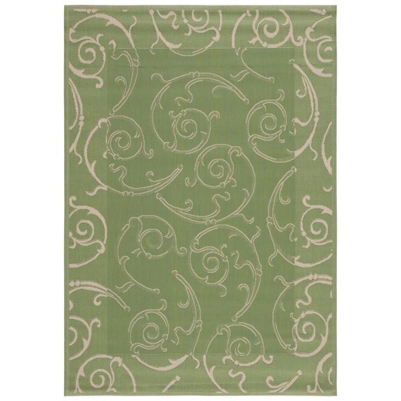 Safavieh Courtyard Daniel Oriental Indoor/Outdoor Area Rug, Olive/Natural, 6'7" x 9'6"