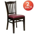 thumbnail image 3 of BizChair 2 Pk. Vertical Slat Back Walnut Wood Restaurant Chair - Burgundy Vinyl Seat, 3 of 8
