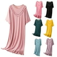 thumbnail image 4 of HongQid Women Short Sleeve Long Nightgown Soft Modal Cotton Sleepwear Maxi Nightshirts Loungewear Purple L, 4 of 4