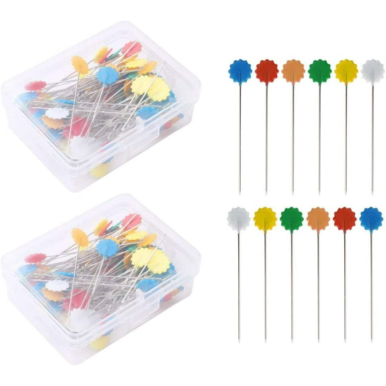 Luter 200pcs Flat Button Head Pins with A Storage Box Assorted Colors Decorative Pins for Dressmaker Craft Sewing Projects