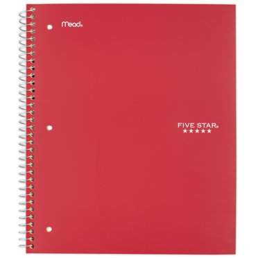 Five Star Wirebound Notebook, 5 Subject, Wide Ruled, 1 Count, Color ...