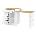 thumbnail image 5 of Noble House Bar Cabinet & Table on Wheels,Extendable Countertop with Wine Rack & Glass Holder,White+Natural, 5 of 5