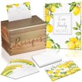thumbnail image 1 of Recipe Box With Cards And Dividers - 4x6 Lemon Themed Recipe Cards, Covers, Dividers & Blank Book To Write In - Large Wooden Recipe Card Holder Set For Mom, Bridal Shower, Wedding and Christmas, 1 of 4