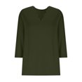 thumbnail image 3 of Womens Short Sleeve 3/4 Sleeve V Neck Blouses Solid Color Shirts Loose Fit Summer Tops Lightweight Breathable Tees for Daily Outfit Fall Fashion Clothes, 3 of 6
