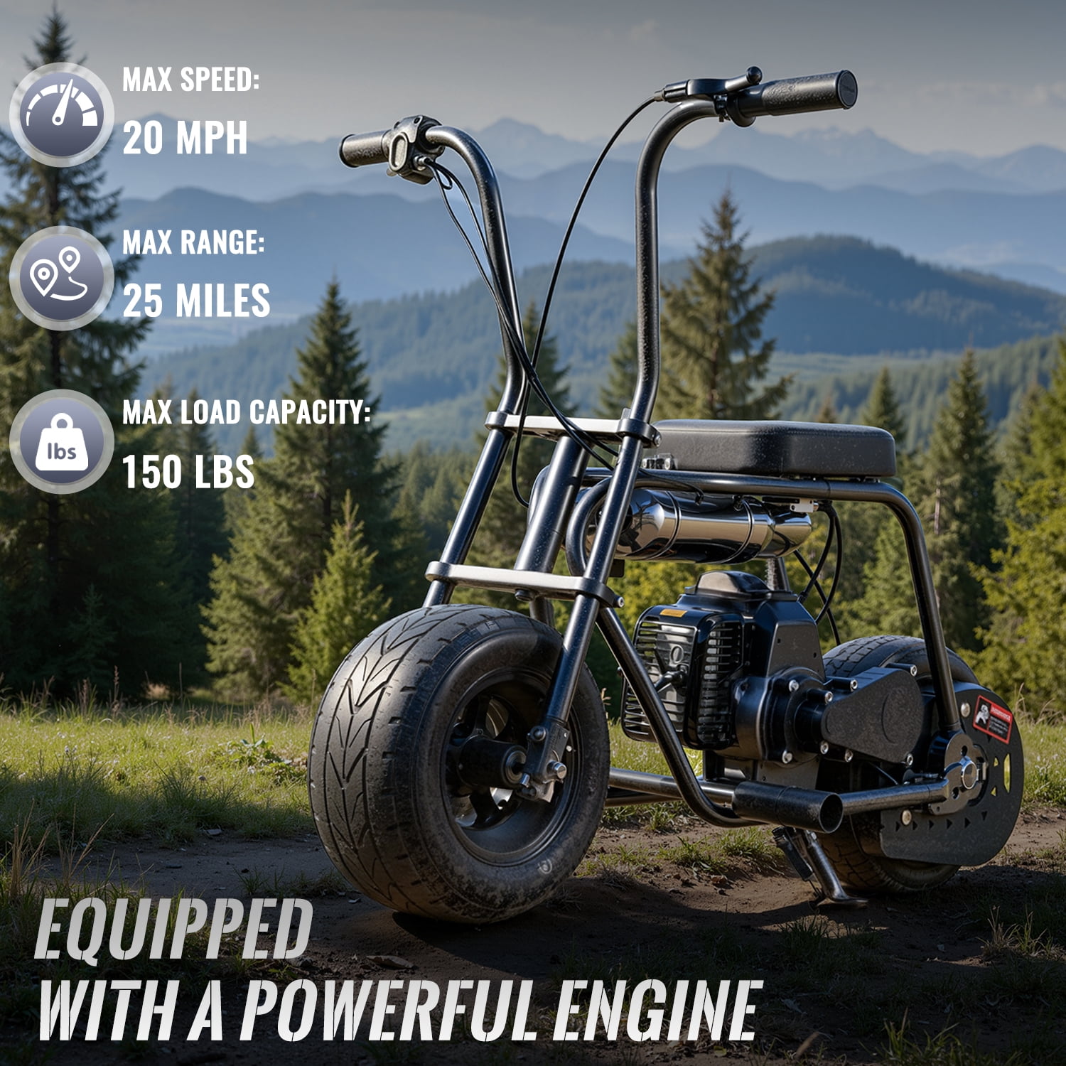Say Yeah 50cc Mini Bike,2-Stroke Off-Road Motorcycle for 8-15 Years Old, 14" fat tire mini bikes, Heavy Duty Steel Frame, 150 lbs Capacity