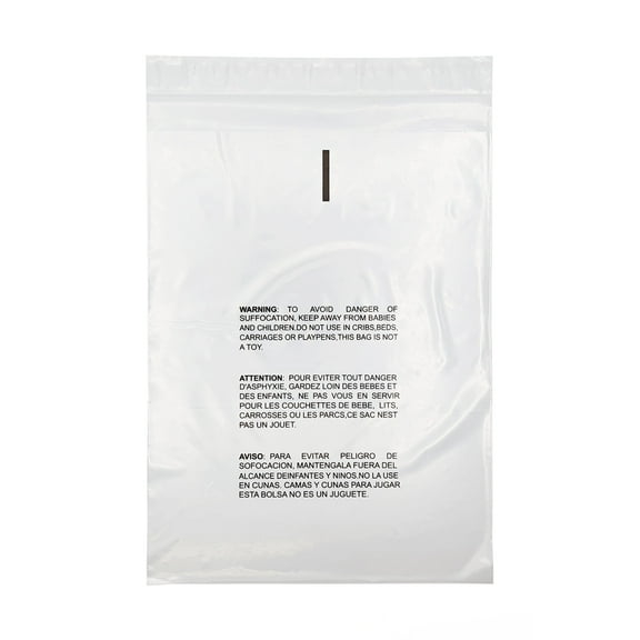 MMBM Clear Resealable Poly Bags w/ Suffocation Warning Print 5" x 7" 1.5 Mil 4000