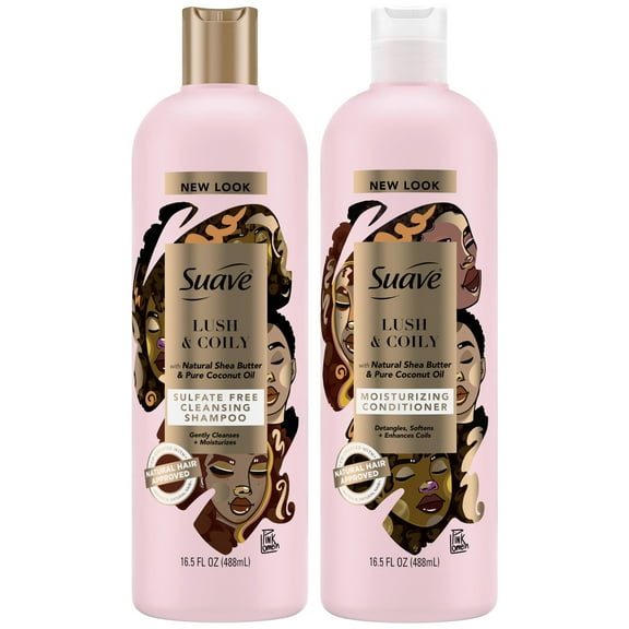 Suave Professionals for Natural Hair Sulfate-Free Cleansing Shampoo and Moisturizing Curl Conditioner (16.5 oz x 2)