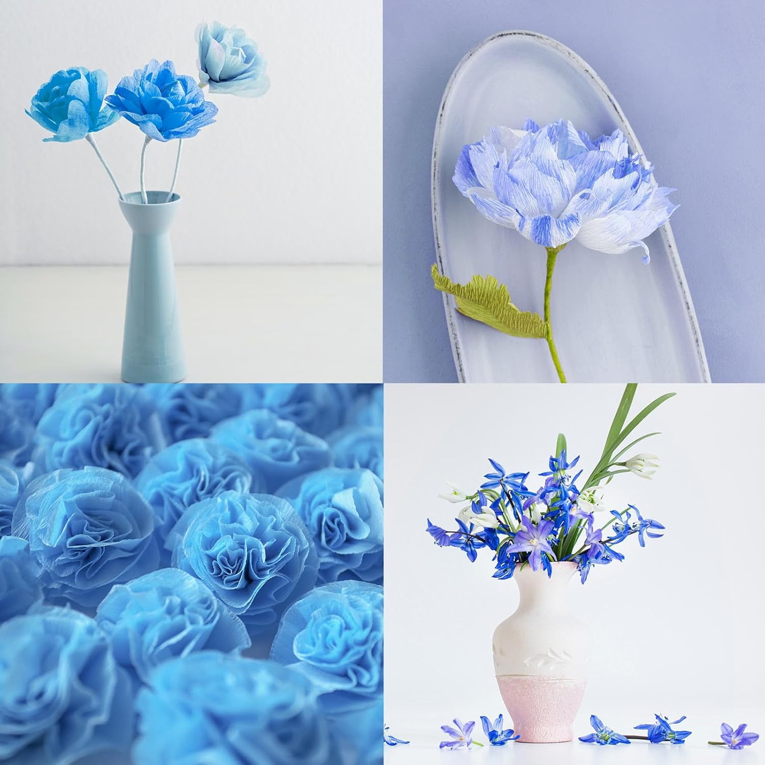 8 Rolls Blue Crepe Paper Streamers 25 x 250cm 4 Gradient Blue Colors Party Decorative Craft Streamers Roll for Graduation Party Supplies Backdrop DIY Gift Wrapping Room Wall Decor