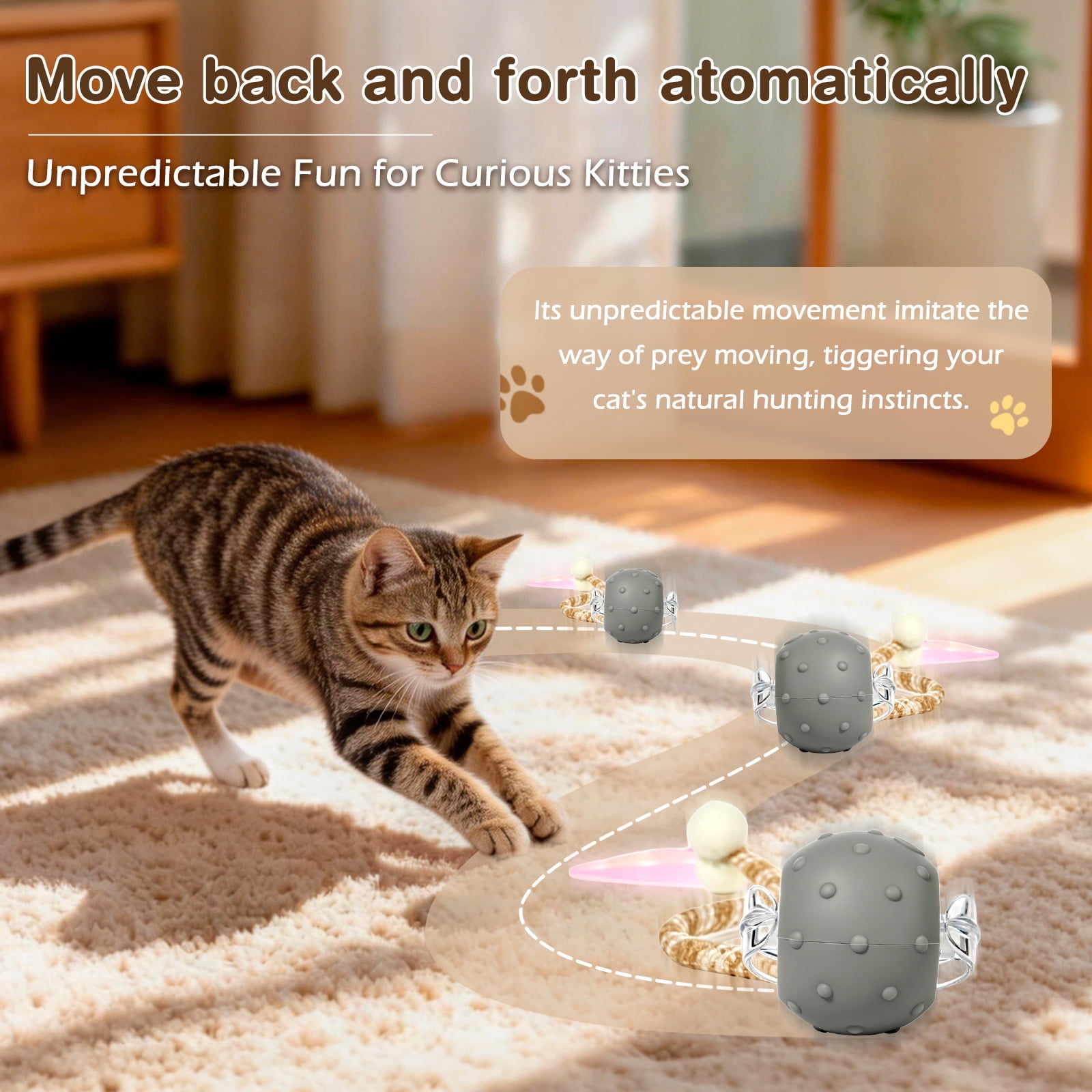 Risehigh Cat Toys for Indoor Cat Toy Smart Interactive Cat Toy Ball Rechargeable