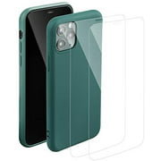 Compatible with iPhone 11 Pro Case with 2 Screen Protectors, findTop Midnight Green Liquid Silicone Protective Case and