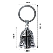 Guardian Bells for Motorcycle Rider Bikers,Motorcycle Bell Cross Key Chain,Punk Biker Style,Luck Angel Gremlin Keychains for Gifts (H19)