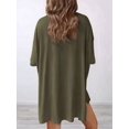 thumbnail image 4 of Women's two-piece casual suit summer casual loose shirt cycling shorts match airport travel wear  Green S, 4 of 6