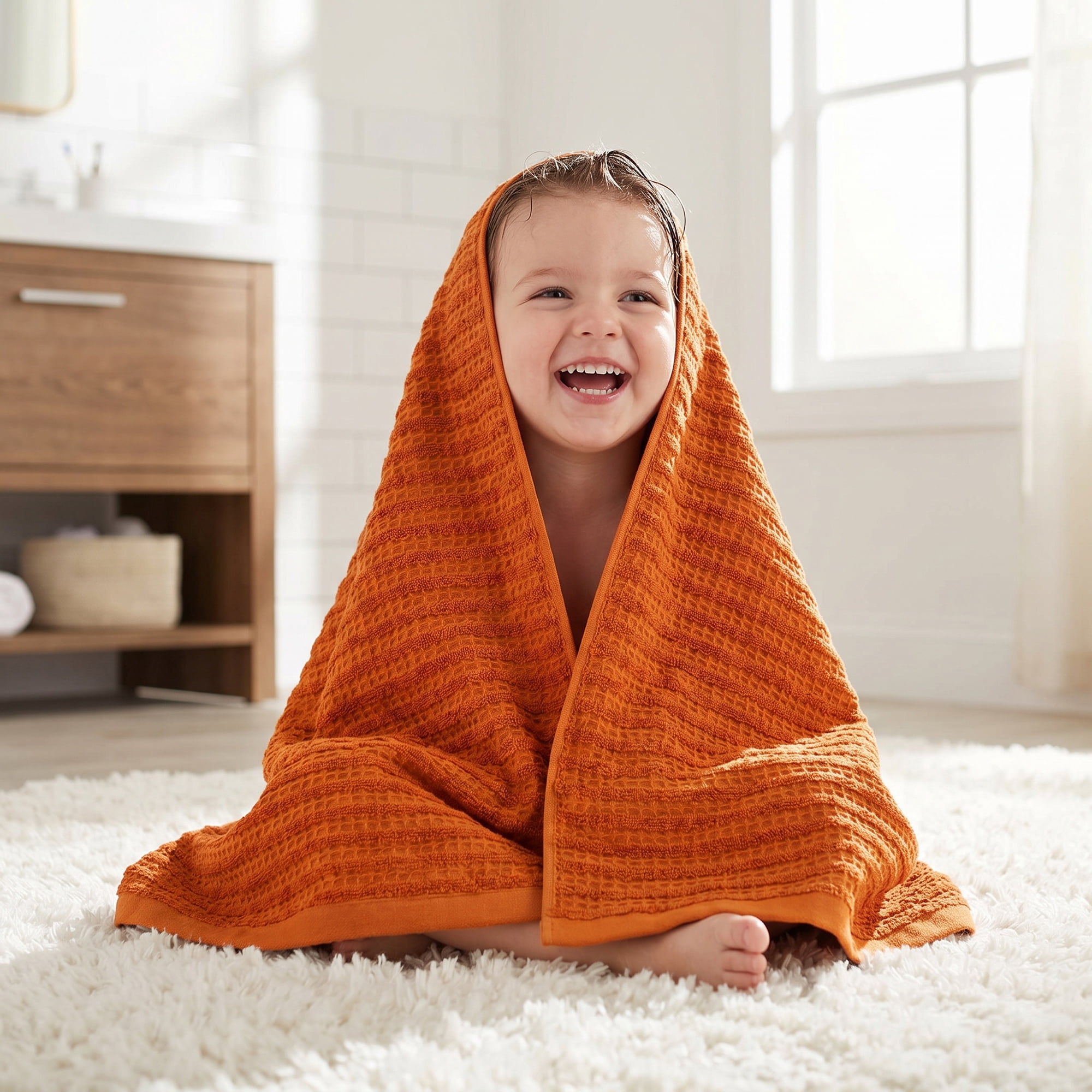 Unique Bargains Fast Drying Bath Towel 2 Pack Brown/Milky White 55" x 28"