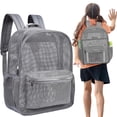 thumbnail image 2 of Grey Mesh Backpack, 17X11.8X5.51 inch Breathable Mesh Daypack, Lightweight Travel Storage Backpack, Mesh Bookbag with Zipper, Outdoor Casual Mesh Rucksack, Multi Pocket Commute Backpack, 2 of 5