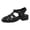 Black, variant on Fisherman Sandals for Women Low Chunky Heeled Hollow out Strappy Gladiator Shoes Lightweight Soft Leather Summer Dress Shoes Brown Size 8