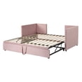 thumbnail image 4 of Twin Size Upholstered Daybed with Pop Up Trundle, Velvet Fabric Daybed Converts to Irregular King, No Box Spring Needed for Guest Room Living Room, Pink, 4 of 8