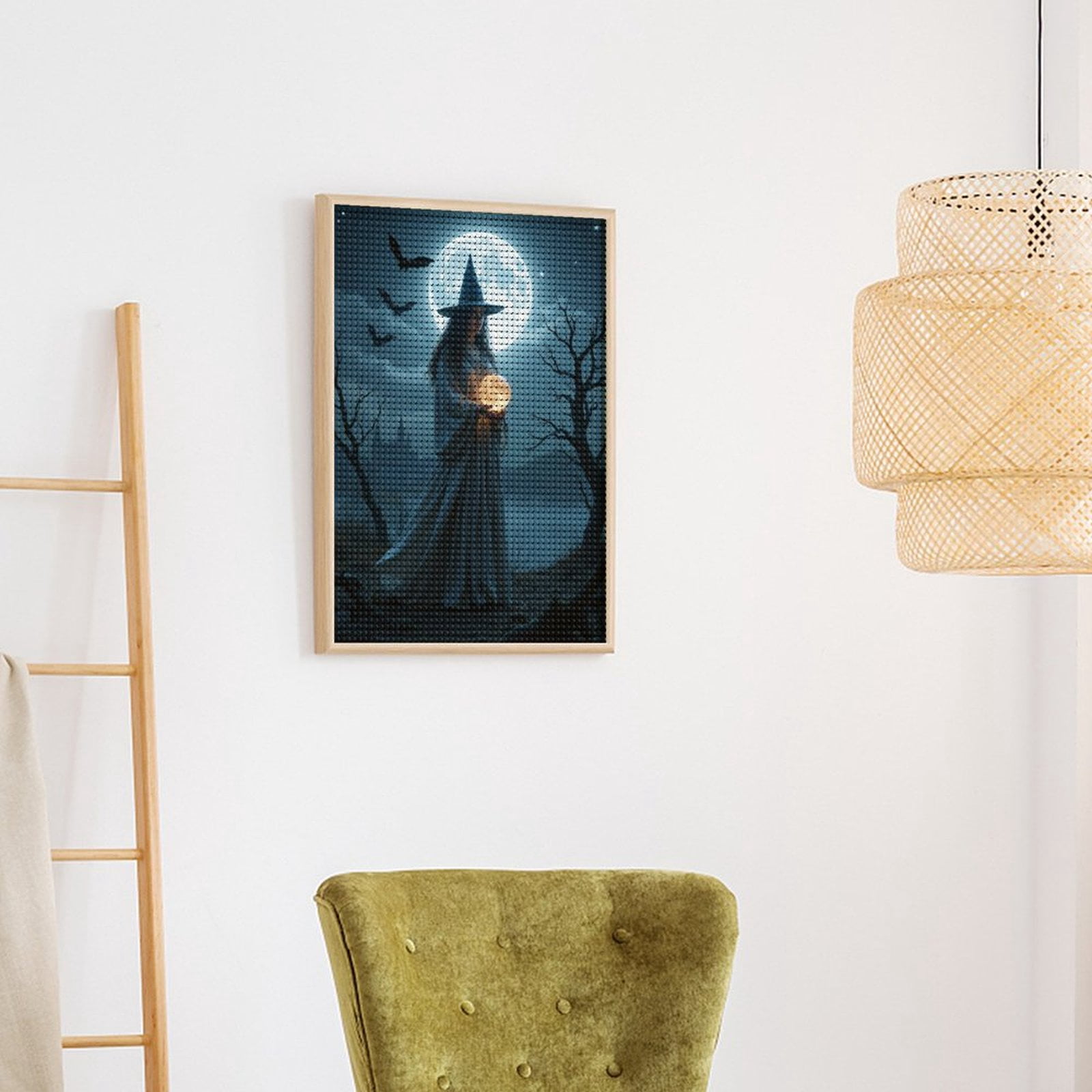 Diamond Art Kits for Adults - Moonlit Witch Night Scene 5d Diamond Painting for Adults, Diamond Art for Adults Beginners, Frameless Diamond Painting Kits for Adults for Home Wall Decor