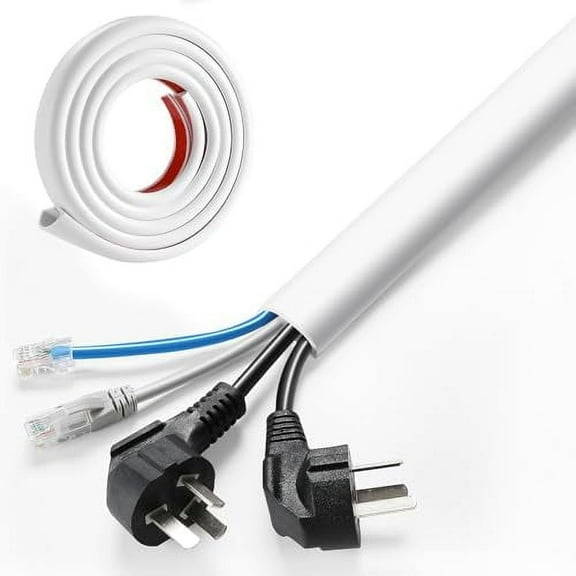 Wall Cord Hider 78 Inch - Self-Adhesive Wire Cover Cable Raceway Flexible PVC Home Wall Mount TV Cable Concealer Pet Cord Protector Management, Protect Cat Dog from Chewing, W 1.2" H 0.5" White White
