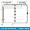 thumbnail image 3 of Blue Sky 2026 Weekly and Monthly Planner Calendar, January 2026 - December 2026, 5" x 8", Faux Leather Cover, Wirebound, Storage Pocket, Laminated Tabs, Includes Pen Loop, Bungee, Ruler, Black, 3 of 9