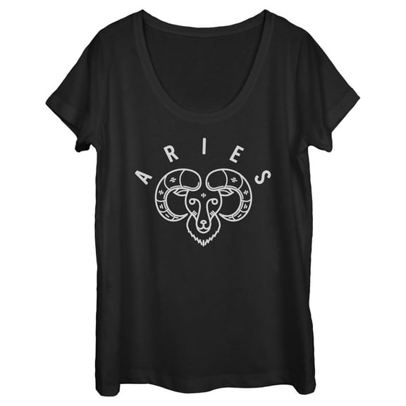 Women's Lost Gods Zodiac Aries Ram Symbol Graphic Tee Black 2X Large