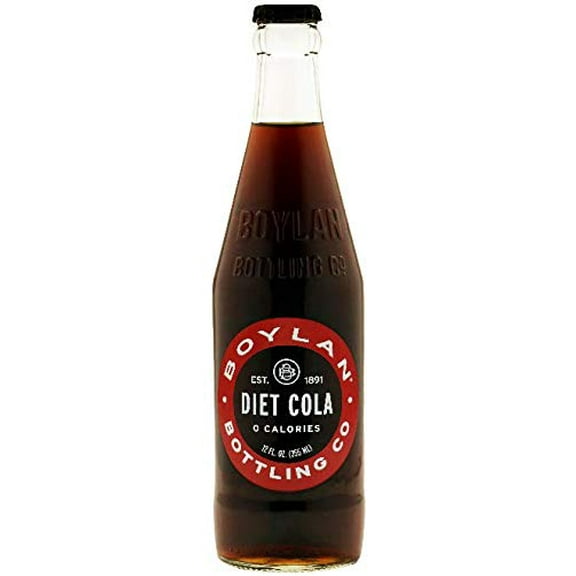 Boylan Bottling Pure Cane Sugar Soda Pop, Diet Cola, 12 oz Glass Bottles (Pack of 6)