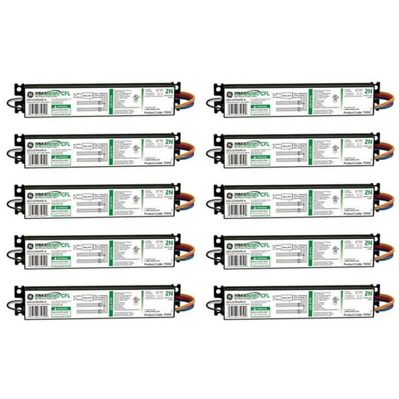 (case of 10) GE 75950 - GEC225MVPS-A CFL UltraStart High Lumen Biax Electronic MultiVolt Programmed Start Ballast