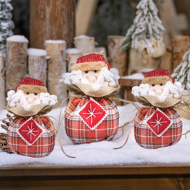 Bolsa de manzana navideña, caja de regalo de dulces para jardín de infantes, bolsa para tirar de la boca, bolsa de regalo de Nochebuena, accesorios lindos