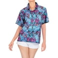 thumbnail image 6 of HAPPY BAY Button Down Shirt for Women Casual Summer Beach Party Blouses Shirt Hawaii Blouse Short Sleeve Tropical Vacation Hawaiian Shirts for Women L Floral, Blue, 6 of 6