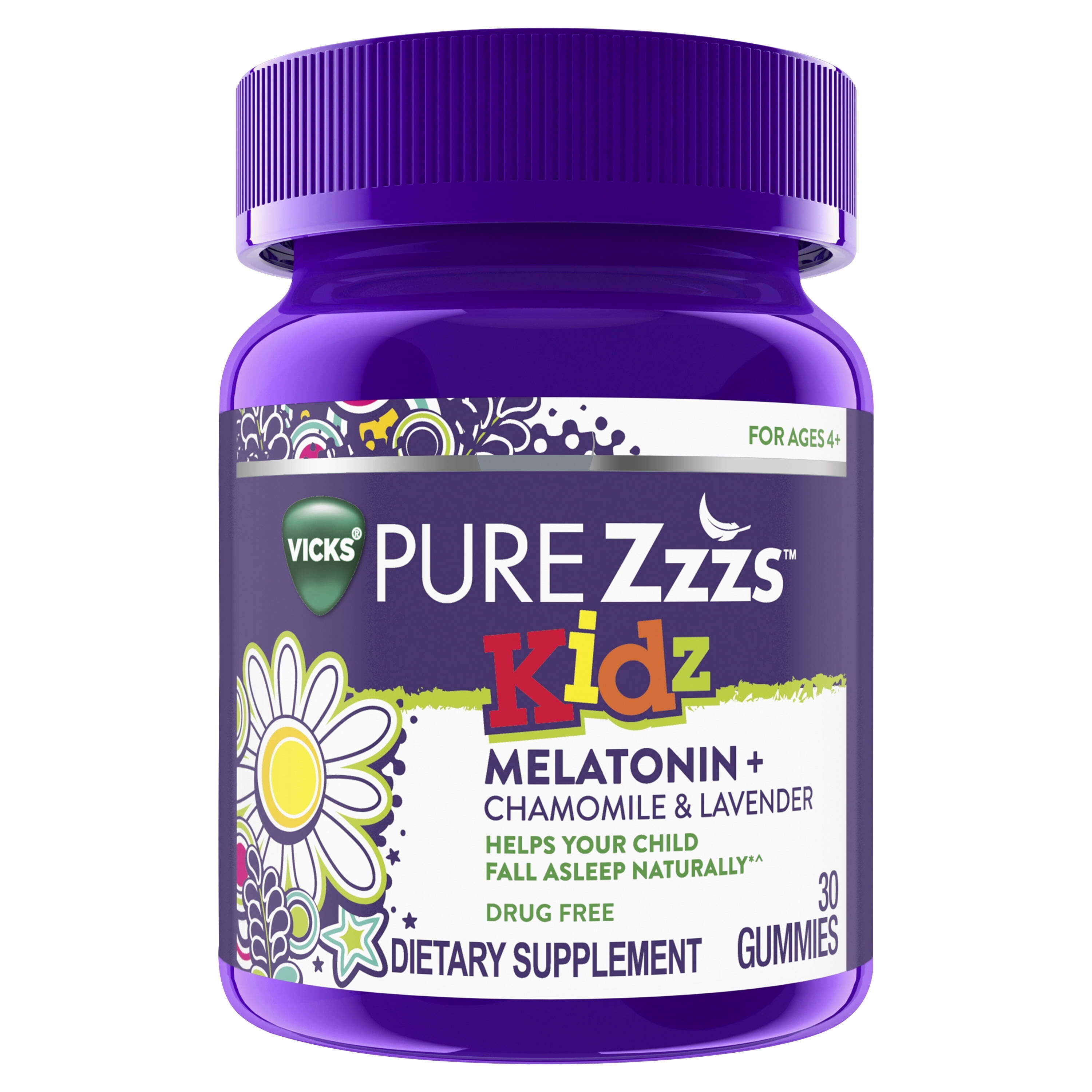 ZzzQuil PURE Zzzs Kidz, Kids Melatonin Gummy, Sleep Aid, Melatonin 1 mg, Berry Flavored, 30 Gummies