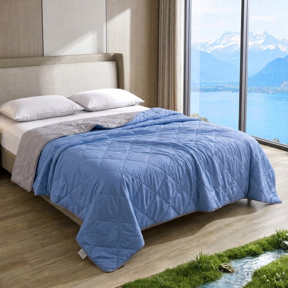 1 pc Cool Touch Summer Blanket, Breathable Lightweight Cooling Throw Blanket for Sofa Bed Nap, Moisture Wicking Air Condition Bedding Blanket,Size:Ice Blue-40"×60"