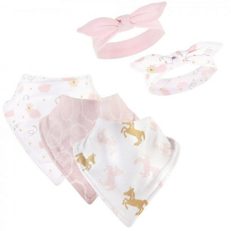UPC: 0660168932201 | Yoga Sprout Baby Girl Cotton Bandana Bibs and Headbands 5pk  Unicorn  One Size