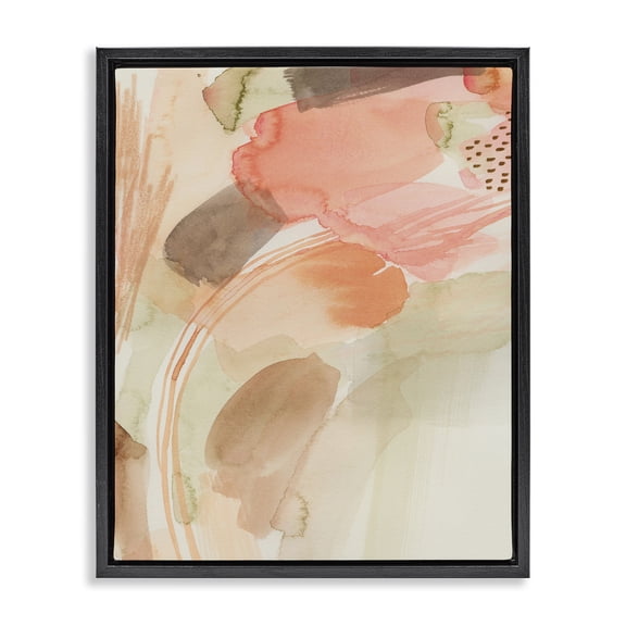 Stupell Industries Contemporary Pink & Beige Abstraction Black Floating Frame Canvas Art, 17 x 21, by Grace Popp