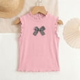 thumbnail image 5 of Fengqque Girls Sleeveless Ribbed Tank Top Crew Neck Bow Appliqué Ruffled Neckline and Hem Slim Fit Top Pink 6-7Years, 5 of 8