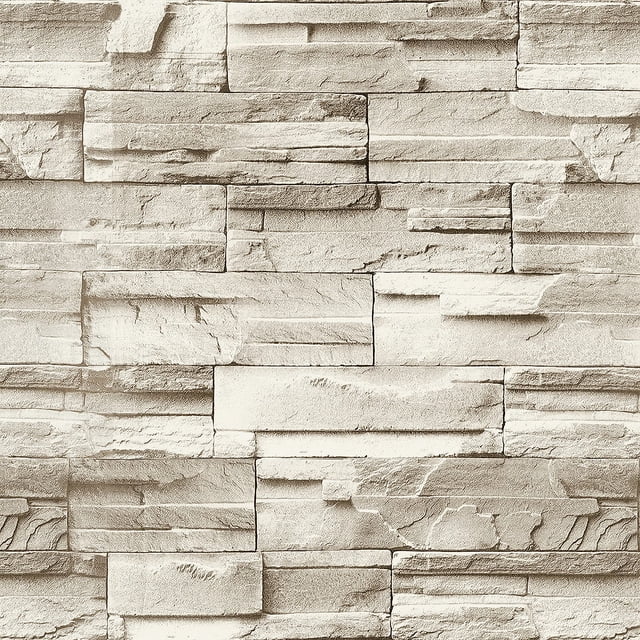 Papel tapiz autoadhesivo Jeweluck de piedra y ladrillo 45 x 300 cm de vinilo