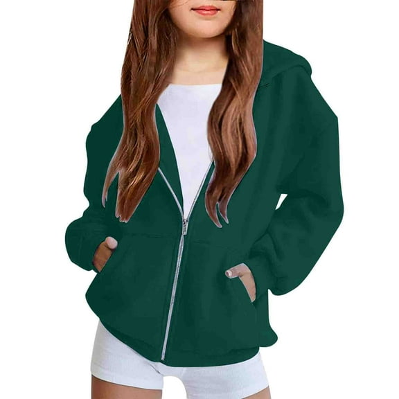 XXWXYD Kids Zip Up Hoodie Cozy Cotton-Polyester Sweatshirt Long Sleeve Jacket with Pockets Winter Fall Outerwear