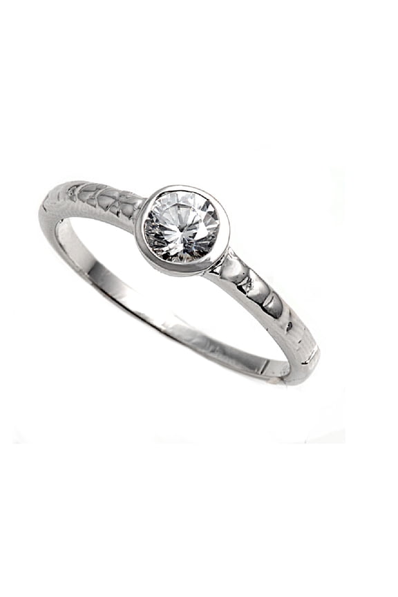 Round Center Designer Cubic Zirconia Ring Sterling Silver 925 Size 6
