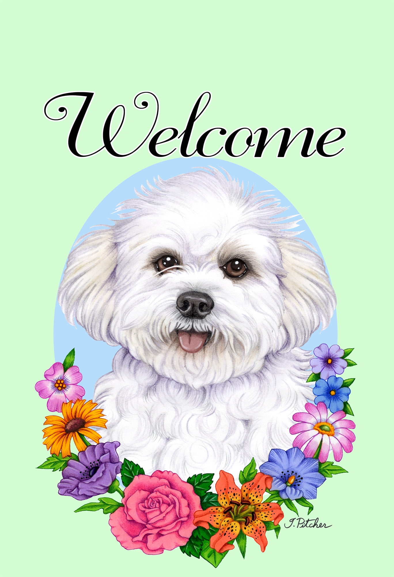 Bichon Frise Puppy Cut Best Of Breed Welcome Flowers Garden Flags Walmart Com Walmart Com