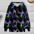 thumbnail image 2 of Bibifish Womens Neon Lightning Print Hoodies Drawstring Hood With Pocket Relaxed Fit Casual Festivals Outdoor Night Events Bold Stylish Pullover Tops, 2 of 5