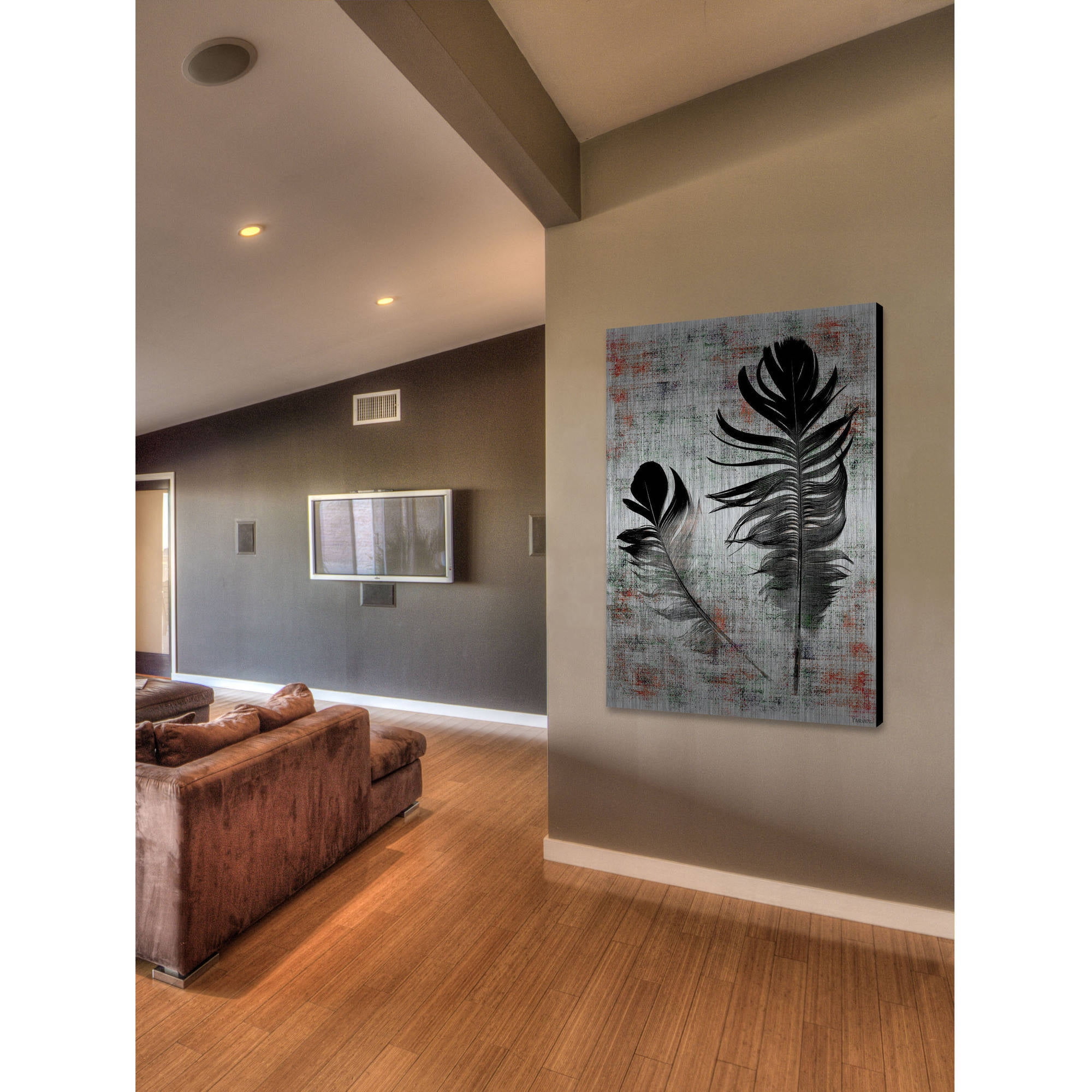Parvez Michel Inc Parvez Taj - Black Feathers Painting Print on Brushed Aluminum